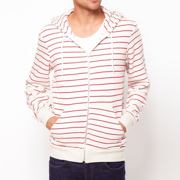 American Apparel Tops - Red + White Striped American Apparel hoodie